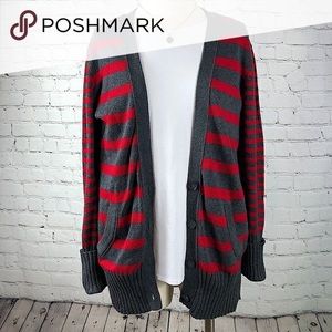 American Eagle Red and Gray Cardigan